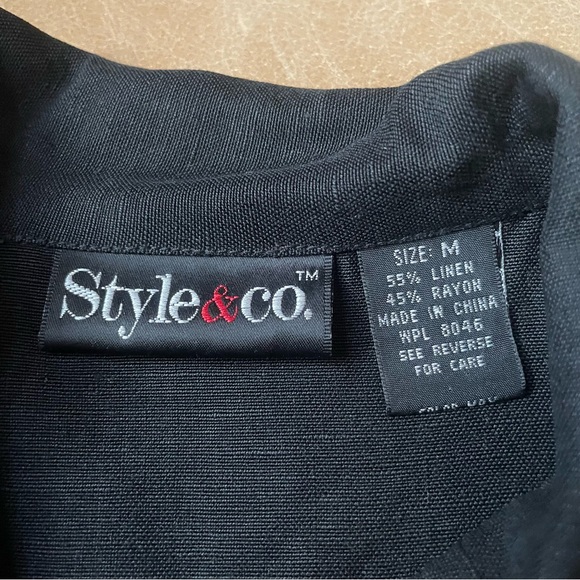 Style & Co linen shirt overshirt w mother of pearl buttons button down w pockets - Picture 8 of 9